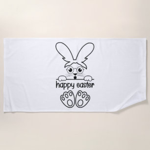 Happy Easter Day Funny Eggs Rabbit Funny T-shirt Beach Towel
