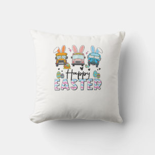 Happy Easter Day Funny School Bus Driver Life Happ Cushion