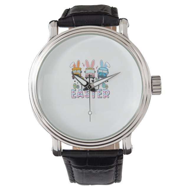 Happy Easter Day Funny School Bus Driver Life Happ Watch (Front)