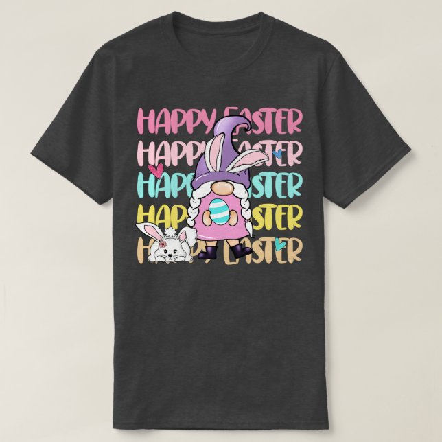 Happy Easter Day Gnomes Bunny  T-Shirt (Design Front)