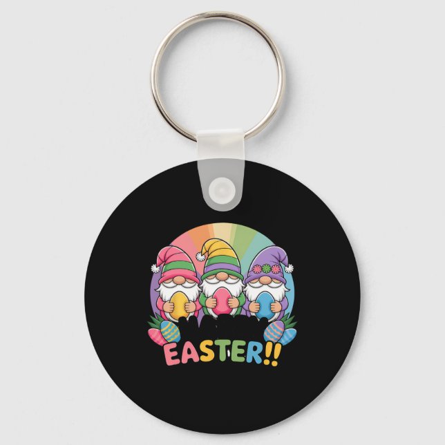 Happy Easter Day Gnomies Bunny Happy Easter Gnome  Key Ring (Front)