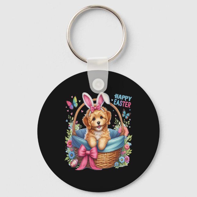 Happy Easter Day Golden Doodle Dog Lovers Easter B Key Ring (Front)