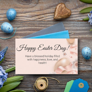 happy easter day golden eggs pink background card