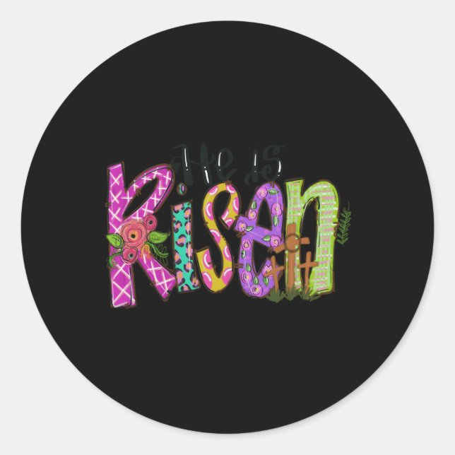 Happy Easter Day He Is Risen Christian Easter Classic Round Sticker (Front)