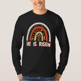 Happy Easter Day He Is Risen Leopard Rainbow Chris T-Shirt