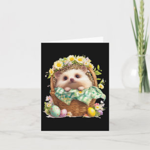 Happy Easter Day - Hedgehog Sitting Inside A Woven Card