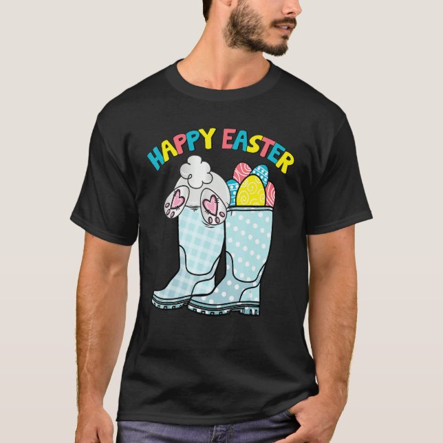 Happy Easter Day High Boots Easter Eggs Hunter Kid T-Shirt (Front)