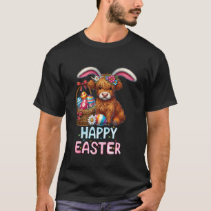 Happy Easter Day Highland Cow Cute Easter Bunny Wo T-Shirt