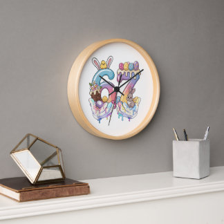 Happy Easter Day Ice Cream Eggs Clock