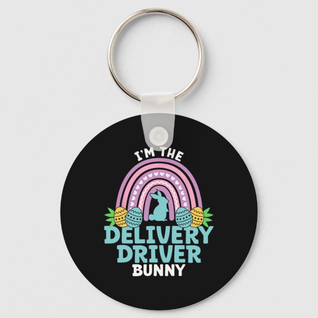 Happy Easter Day I'm The Delivery Driver Bunny  Key Ring (Front)