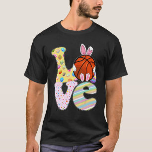 Happy Easter Day Love Graphic Bunny Basketball Pla T-Shirt