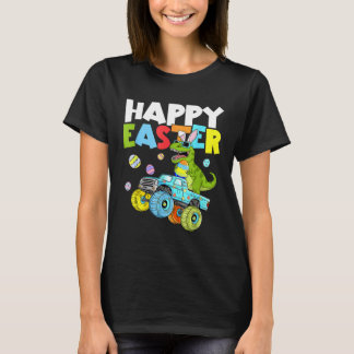 Happy Easter Day Monster Truck Boys Kids Dinosaur T-Shirt