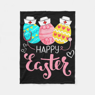 Happy Easter Day Nursing Cute Bunny Egg Nurse Stet Fleece Blanket