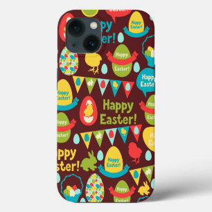 Happy Easter day- Pattern Bunny And Eggs Easter iPhone 13 Case