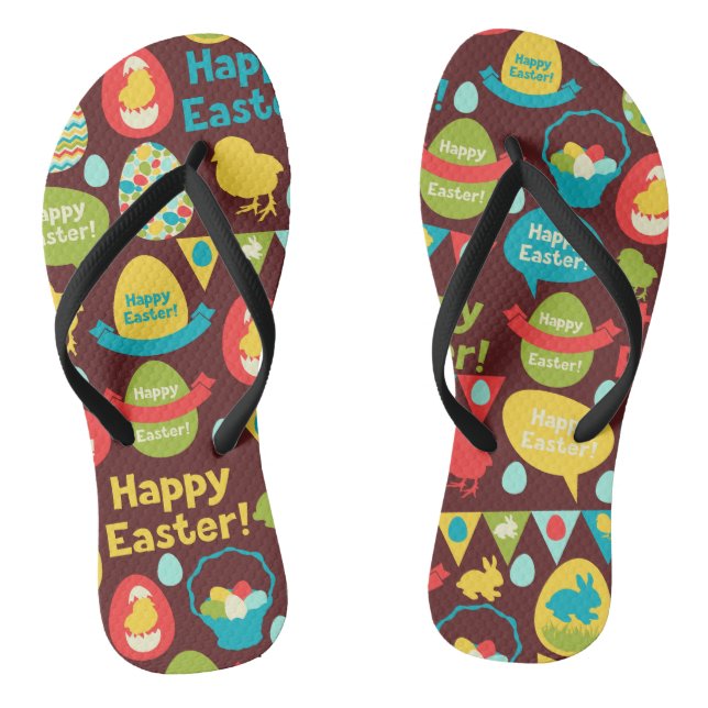 Happy Easter day- Pattern Bunny And Eggs Easter    Jandals (Footbed)