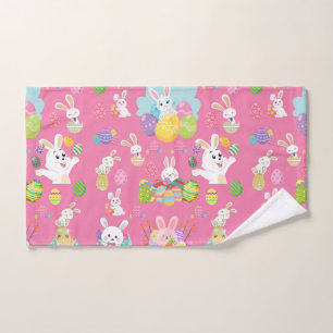 Happy Easter day- Pattern Funny Bunny And Eggs    Hand Towel