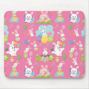 Happy Easter day- Pattern Funny Bunny And Eggs    Mouse Pad