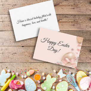 happy easter day, pink golden eggs classic  card