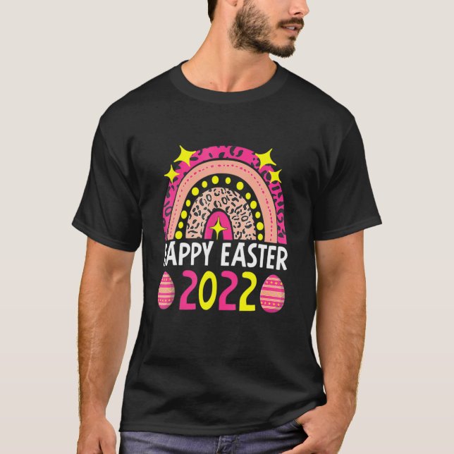 Happy Easter Day Pink Leopard Rainbow Easter Day 2 T-Shirt (Front)