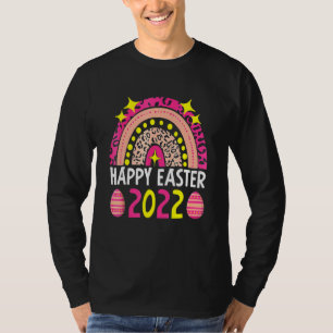 Happy Easter Day Pink Leopard Rainbow Easter Day T-Shirt