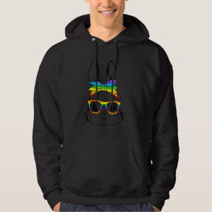 Happy Easter Day Pop It Bunny Face Glasses Easter Hoodie