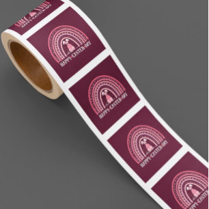 Happy Easter Day Rainbow cute Bunny Design Square Sticker