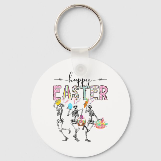 Happy Easter Day Skeleton Bunny Egg Boys Girls  Key Ring (Front)