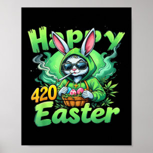Happy Easter Day Smoking Easter Bunny Men Women  Poster