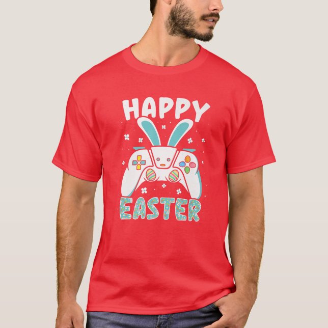 Happy Easter Day Video Game Controller Bunny Gamer T-Shirt (Front)