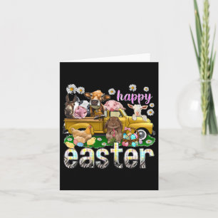 Happy Easter Day Vintage Truck With Farm Animals G Card