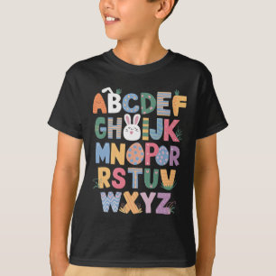 Happy Easter Day With Cute Bunny And Abcs For Stud T-Shirt