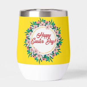 Happy Easter Day With Floral Frame-23046