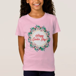 Happy Easter Day With Floral Frame-23046 T-Shirt