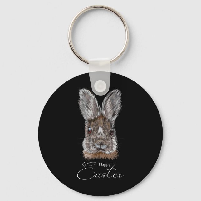Happy Easter Day With My Bunny Face Realistic Grap Key Ring (Front)