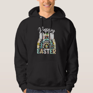 Happy Easter Day Y'all Cute Rainbow Ears Easter Bu Hoodie