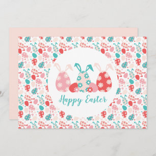 Happy Easter Decorated Eggs Bunny Ears Holiday Card