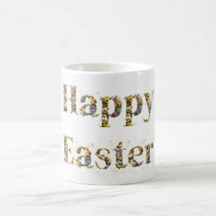 Happy Easter Decorative text Baby Chicks Coffee Mug