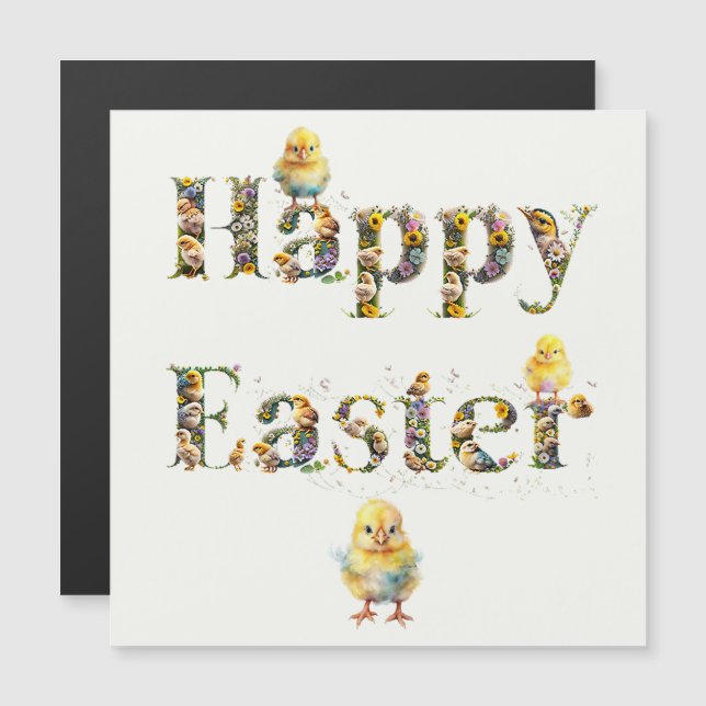 Happy Easter Decorative text Baby Chics (Front/Back)