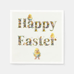 Happy Easter Decorative text Baby Chics Napkin