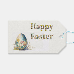 Happy Easter Decorative text Easter Egg Gift Tags
