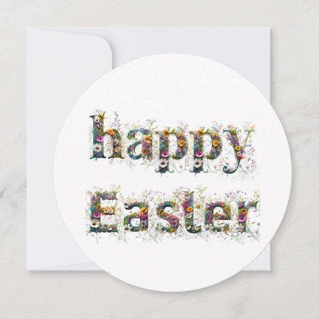 Happy Easter Decorative text  Holiday Card (Front)