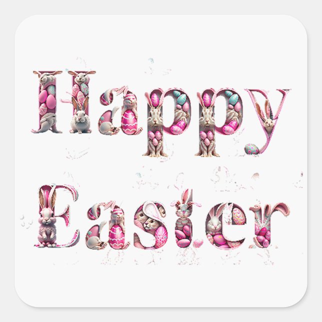 Happy Easter Decorative text  Square Sticker (Front)