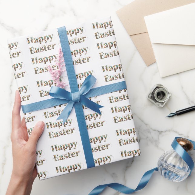 Happy Easter Decorative text  Wrapping Paper (Gifting)
