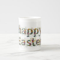 Happy Easter Decorative Wildflower text