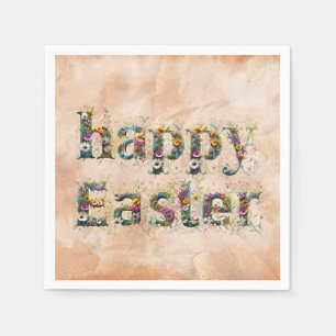 Happy Easter Decorative Wildflower text Napkin