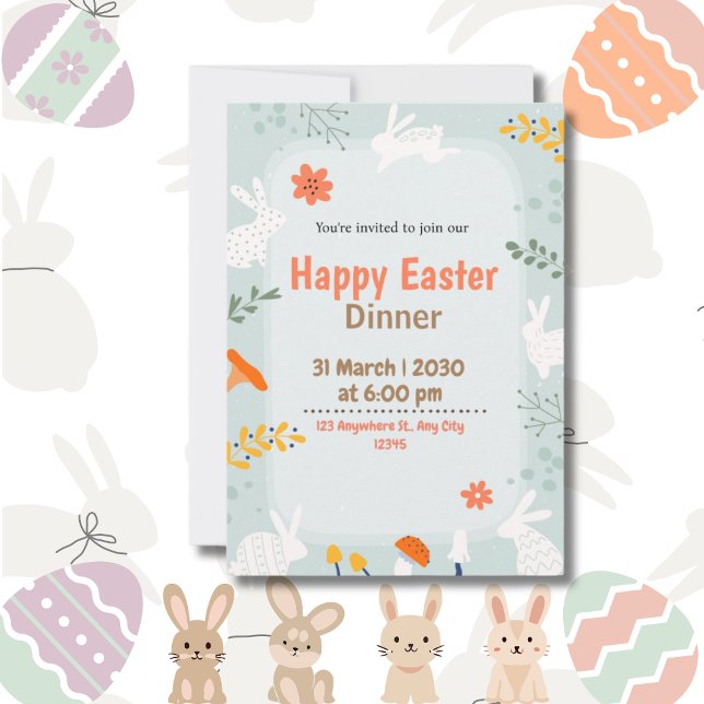 Happy Easter Dinner cute Invitation (Happy Easter Dinner cute Invitation)
