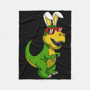 Happy Easter Dinosaur Bunny Ears Easter Boys Kids Fleece Blanket