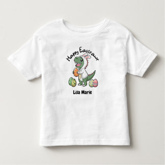 Happy Easter Dinosaur Wearing a Bunny Coat, Eggs Toddler T-Shirt