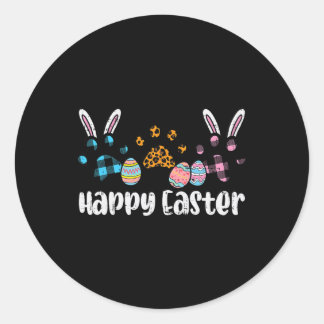Happy Easter Dog Cat Paw Men Women Girls Kids Teen Classic Round Sticker