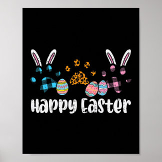 Happy Easter Dog Cat Paw Men Women Girls Kids Teen Poster